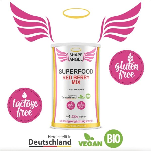 shape angel vegan bio superfoodmischung rot superfood müslis shake smoothie säfte ergänzung pulver rote blatt wurzelmischung proteine proteins 3